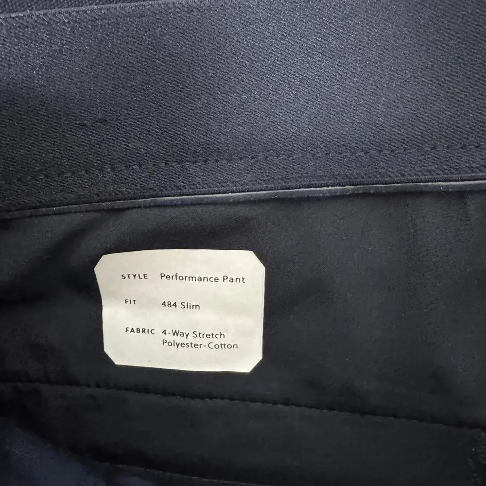 J.Crew 484 Slim-Fit Tech Pants Mens 33x32 Blue Silicone Shirt Gripper Zip Pocket
